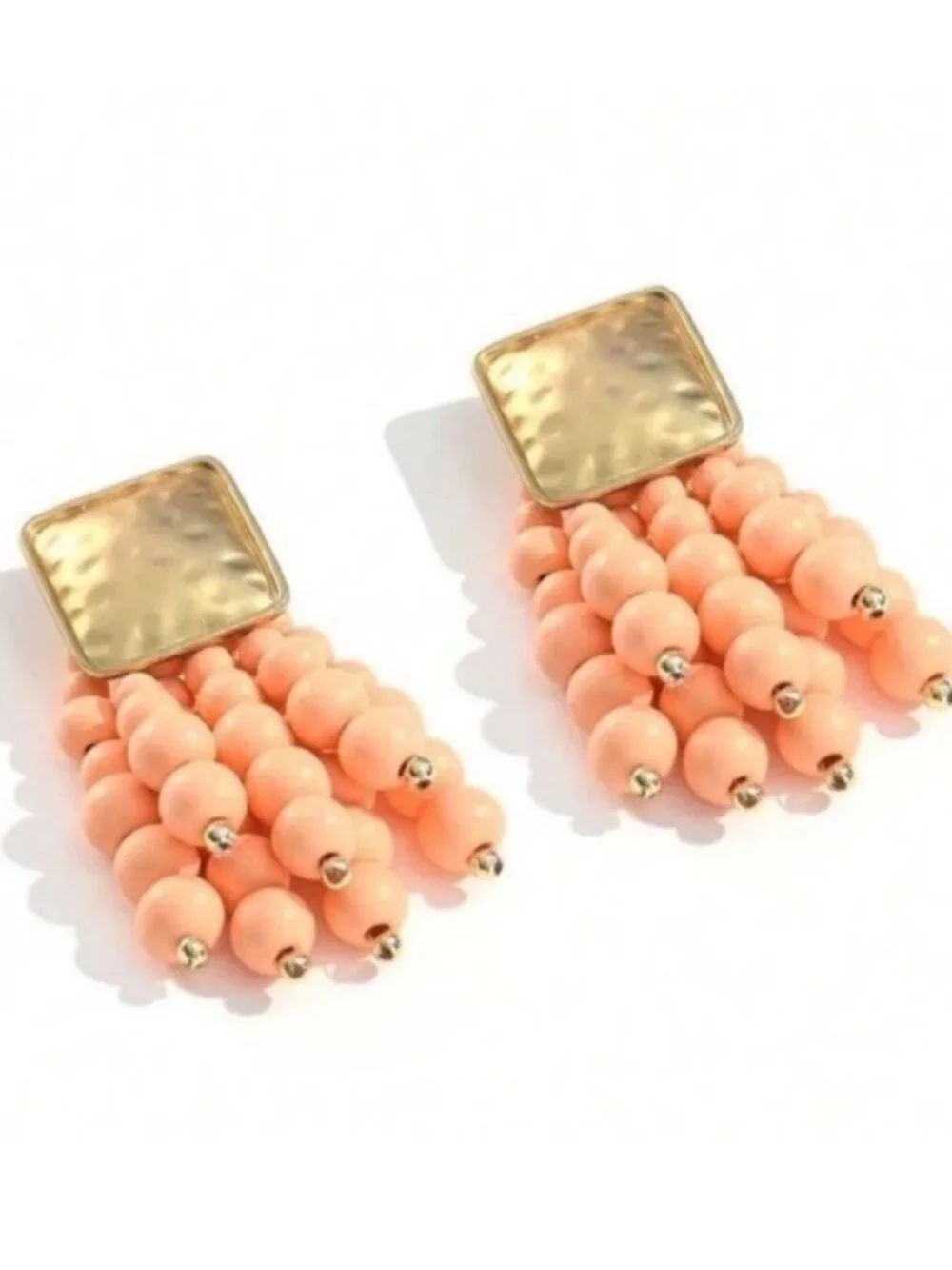 New! Peach Beaded Drop Earrings (3001) NWOT